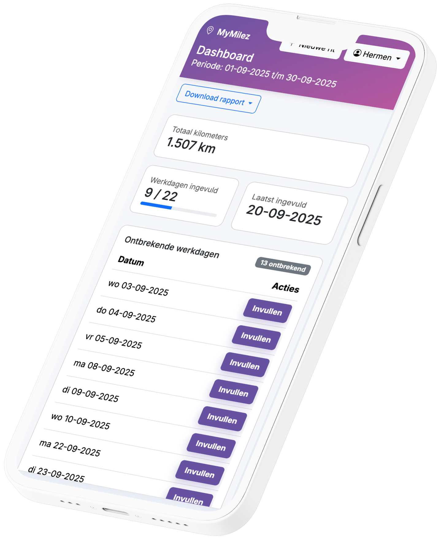 Screenshot: Dashboard