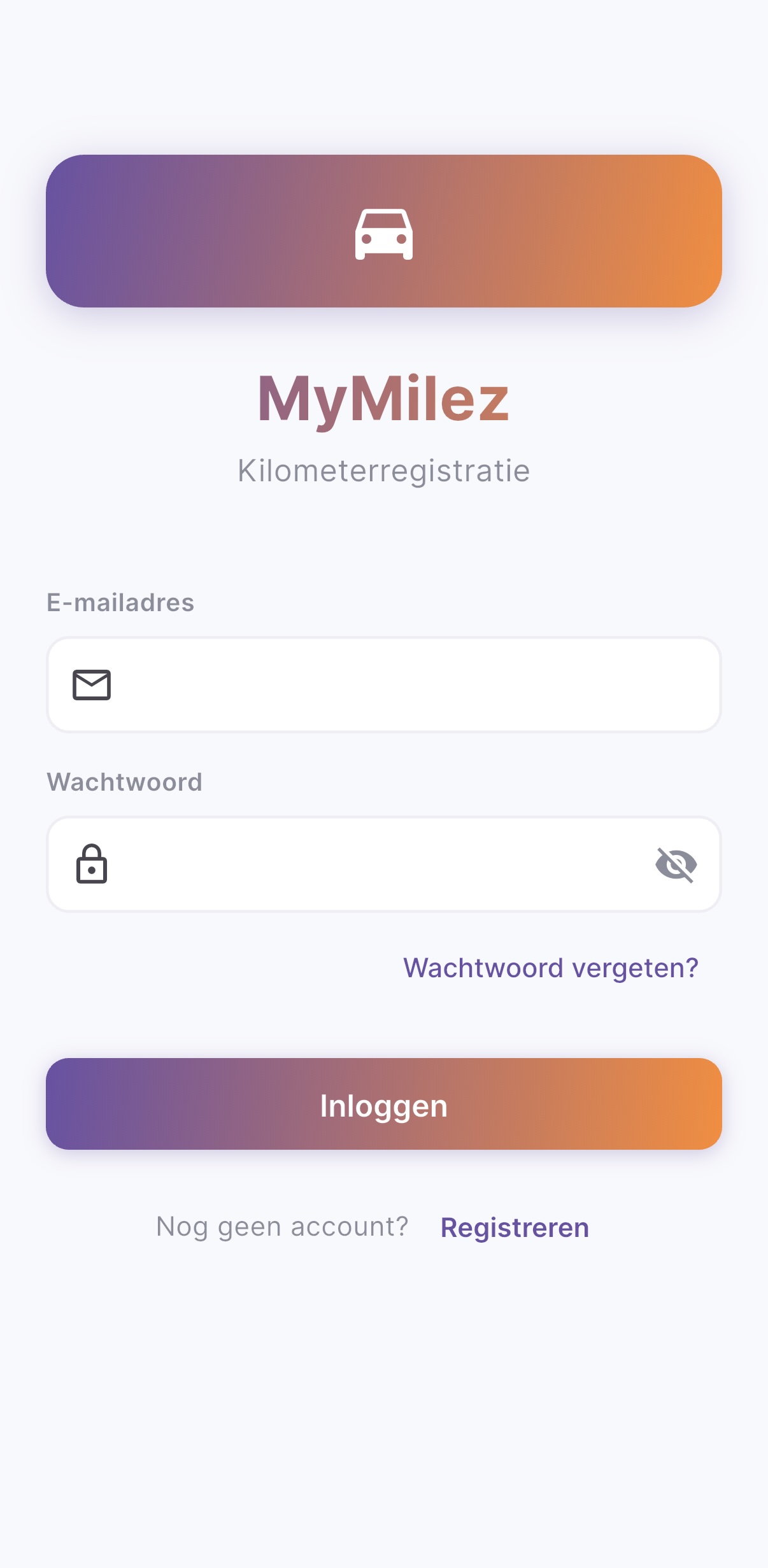 Screenshot ritinvoer MyMilez